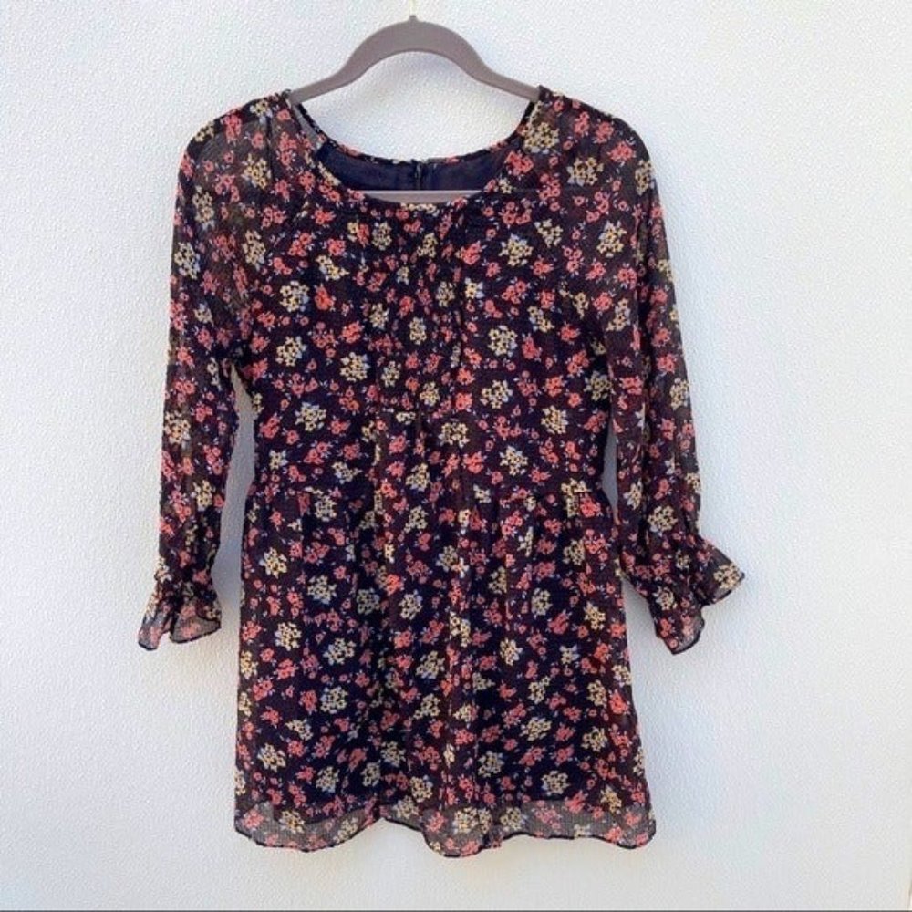 Free People floral dress long sleeve black small bohemian